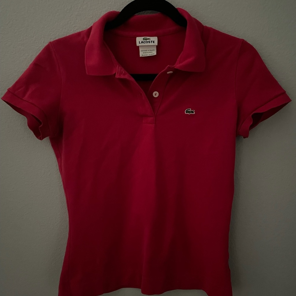 Lacoste Women's Slim fit Hot Pink Stretch Cotton Polo